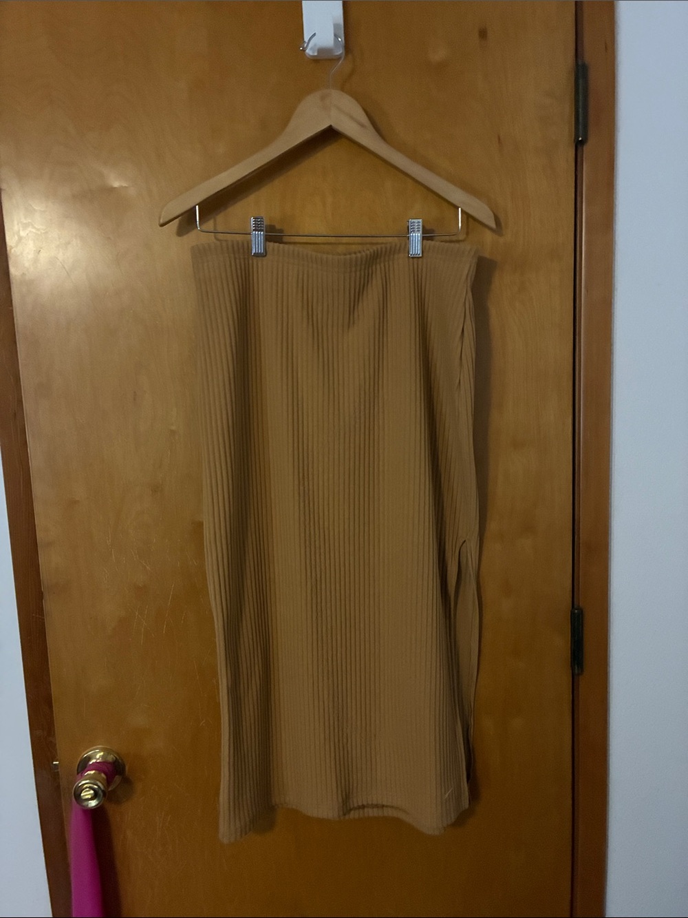 Nike Ribbed Midi Skirt in Camel